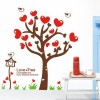 Red Heart Love Tree Vinyl Wall Art Decals